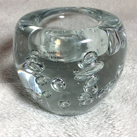 2 crate & barrel bubble sphere glass tealights /,Candle holders 3” Handmade - Picture 3 of 5